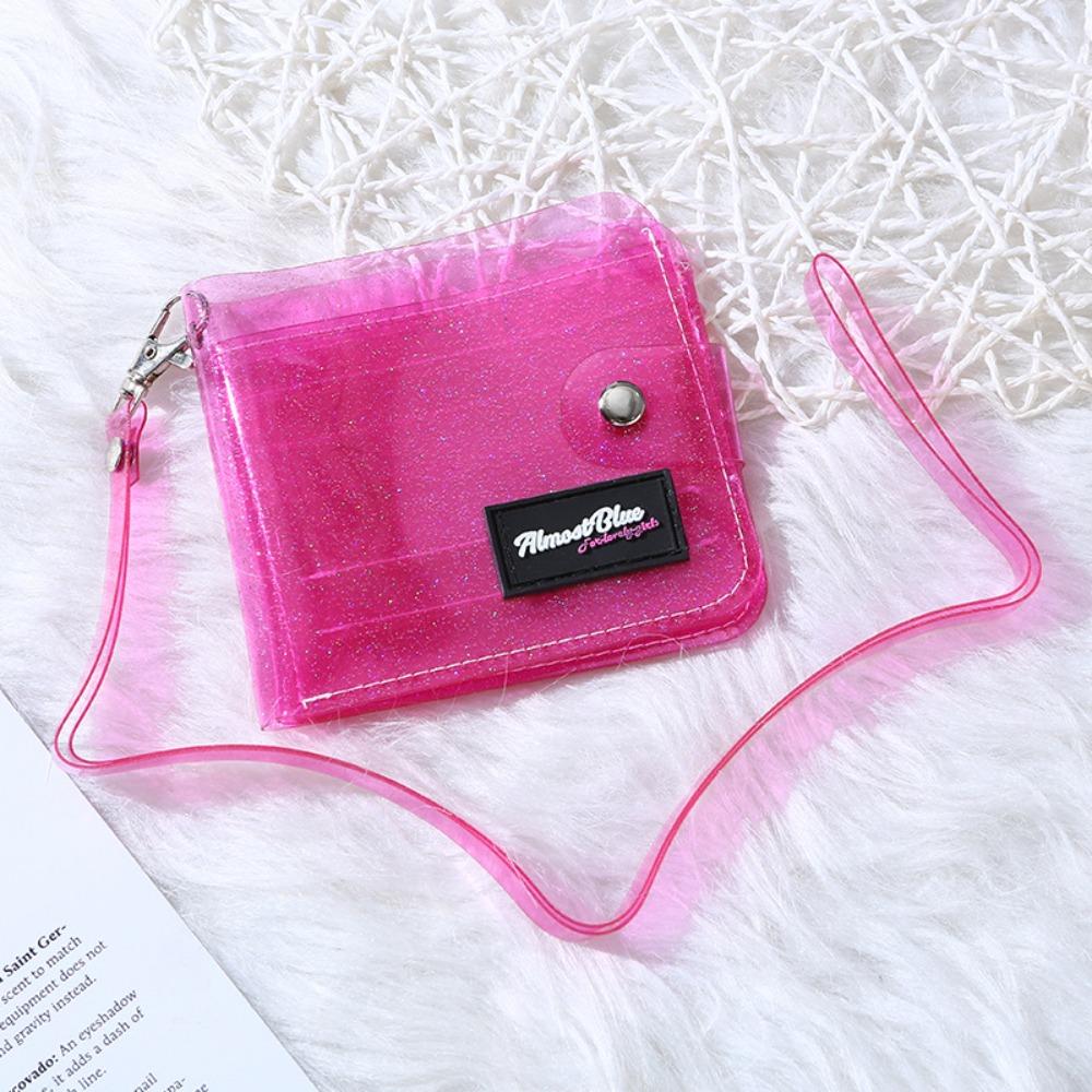 Transparente Wasserdichte Faltbare Geldbörse Kleine Kreditkartenbörse Business-Ausweis Mini-Foto-Kartenhalter Beutel Mit Halsband Geschenk