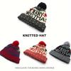 Fleece-Lined Knitted Christmas Hat with Pom-Pom - High Elastic Thick Warm Winter Beanie for Adults,Christmas Hat, Elastic Warmth