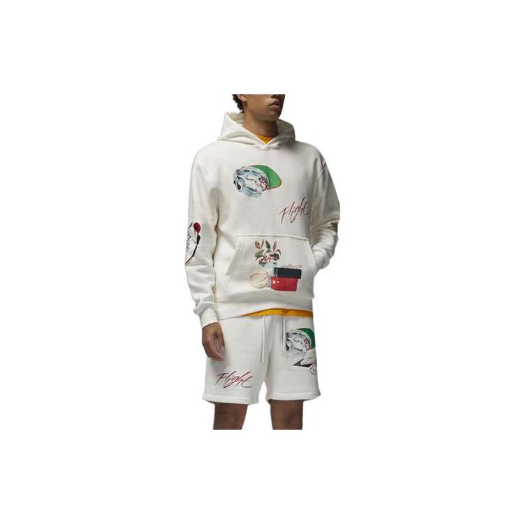 Air Jordan Alphabet Pattern Pullover Hooded Long Sleeves Hoodie White DQ8044-133