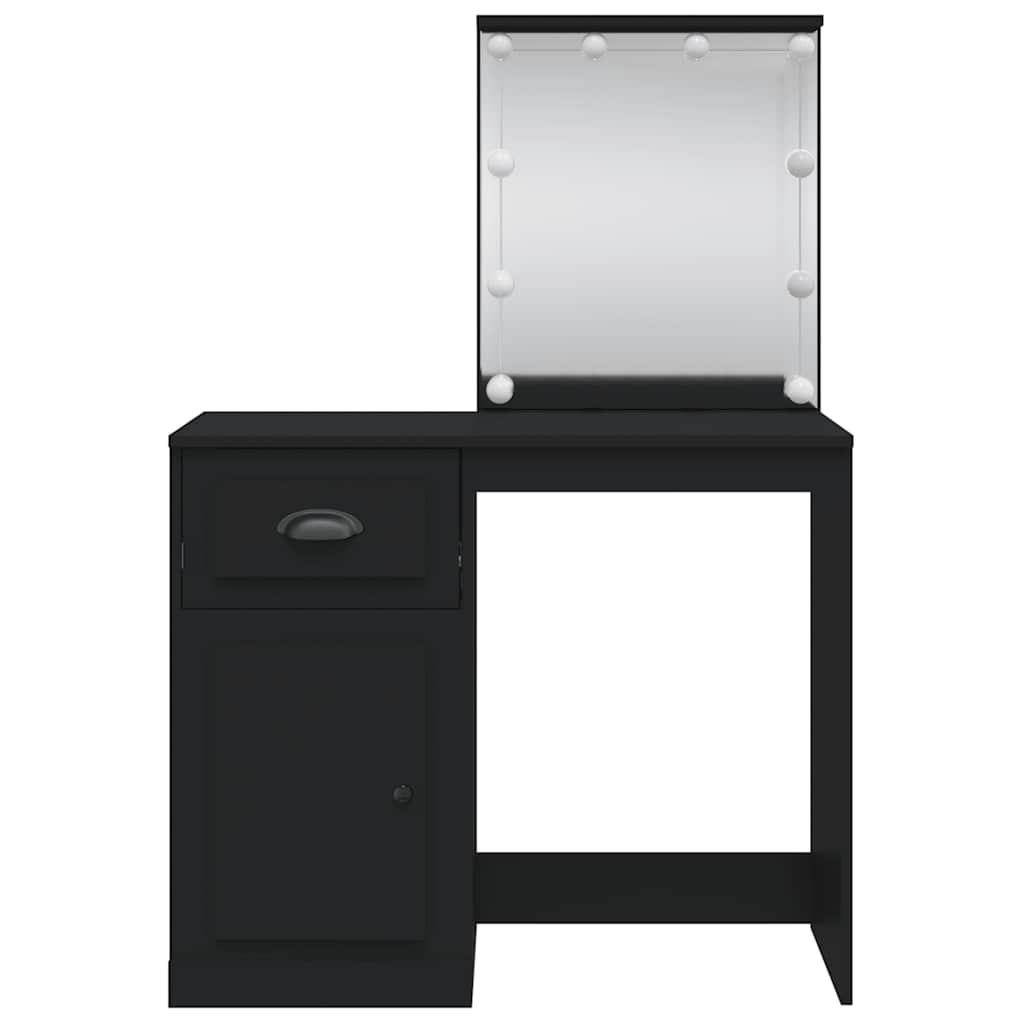 Makeup Table with LED Lights Black 90 x 42 x 132.5 cm
