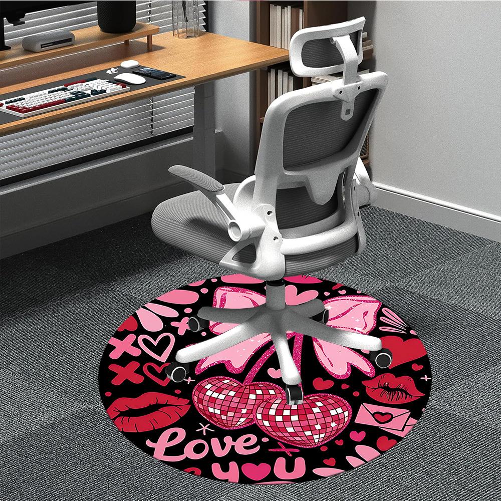 1pc Cherish Love Office Round Rug, Non-slip, Soft and Durable Office Rug for Interior Decoration, Perfect for Office,Decoration Yy260204062