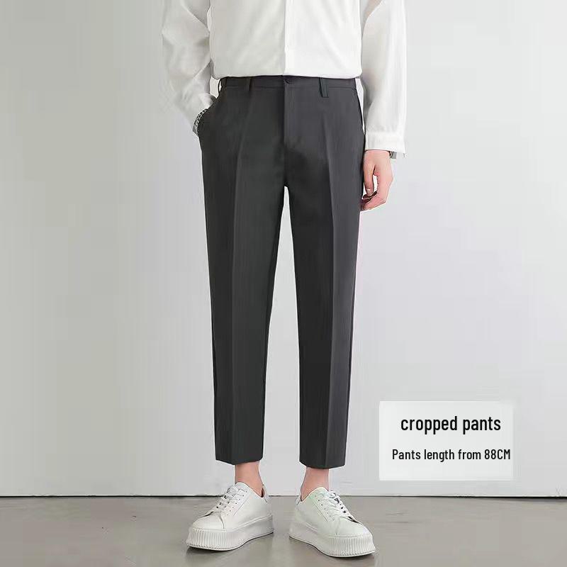 

Чоловічі приталені корейські штани-дев ятиточки - Легкі, прямого крою, на всі випадки життя, осінній повсякденний стиль L