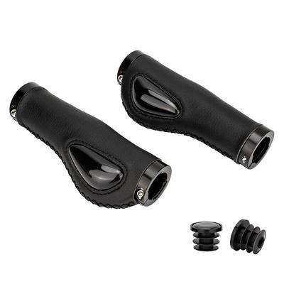 ZTTO Leather Bike Handlebar Grips Silcone Dual Lock-on Bicycle Grips AntiSlip Handle Bar End Grips