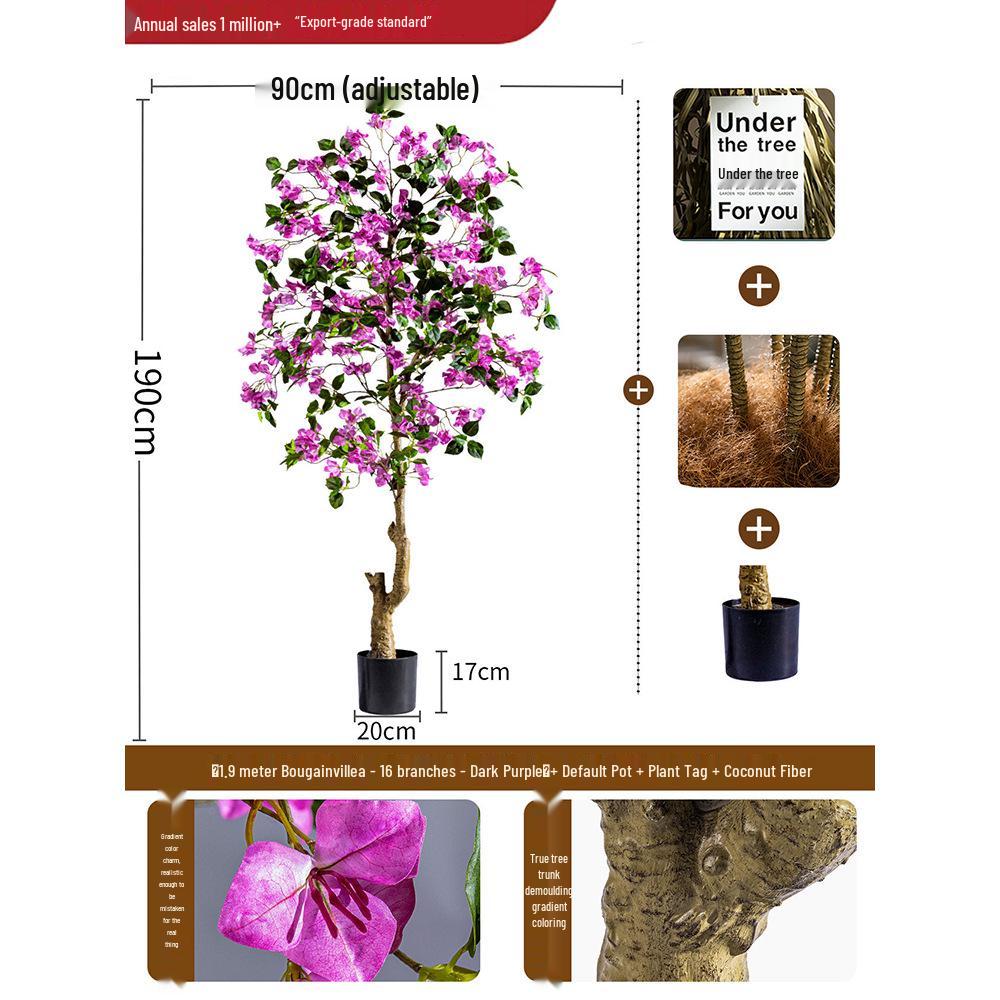 Large Artificial Bougainvillea Tree for Indoor Decoration - Potted Fake Cherry Blossom Plant Ornament