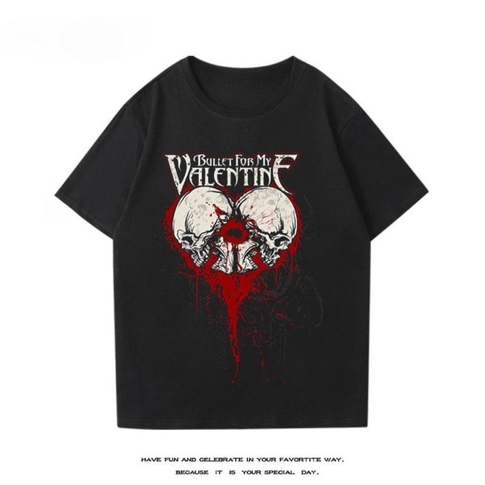 Trička metalové rockové kapely Bullet for My Valentine, Pánská a dámská trička s potiskem pro páry s krátkým rukávem, Pro každodenní nošení