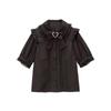 Cross-Border Europe Cute Versatile Japanese Style Bow Long Sleeve Ruffle Shirt for Women