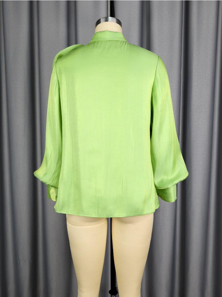 Camisas Brillantes Elegantes para Mujer Cuello Vuelto Manga Larga Abullonada Flores 3D Botones Moda Tops de Fiesta Femenino Ocasión Evento de Cumpleaños Nuevo