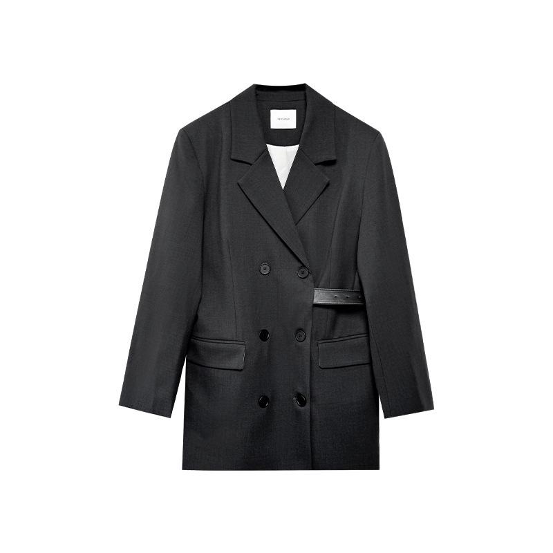 NEWOPEN 2025 Early Spring Korean-Style Women's Double-Breasted Waist-Hugging Blazer C3588