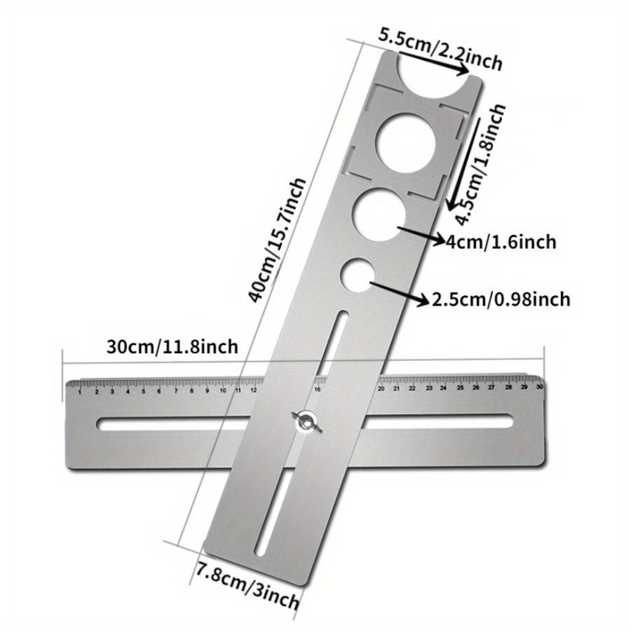 1 bucă riglă de localizare a găurilor pentru plăci ceramice, instrument de mână reglabil pentru perforare, pentru lucrări decorate în casă, riglă multifuncțională