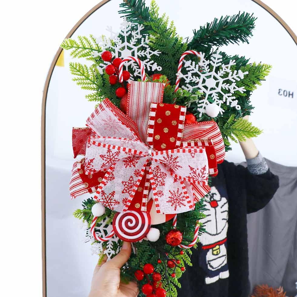 Home Candy Cane Restaurant Green plant Wreath Christmas Tree Garlands Rattan Christmas Decorations