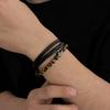 KunJoe Vintage Multi-Layer Woven Bracelet Men Punk Cross Charm Stainless Steel Bracelet Fashion Braided Wrap Wristbands Jewelry