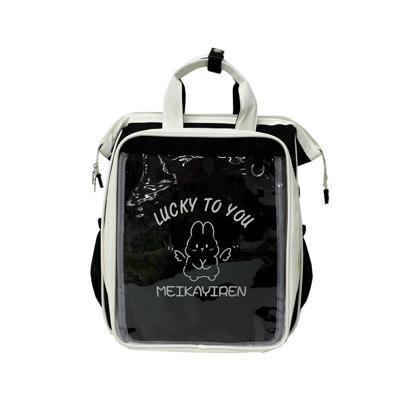 

Прозрачный рюкзак-сумка для кукол, большая вместимость, для бара, женский, студенческий, школьный, двойного назначения, 40 см, хлопок