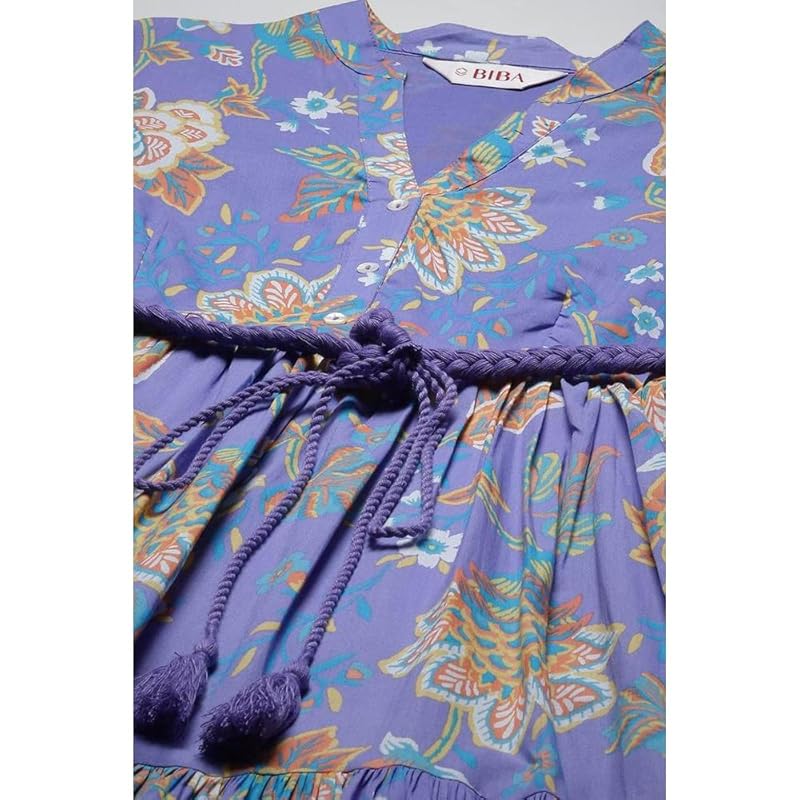 Biba Women s Lilac Cotton Tiered Printed Maxi Dress 0 лиловый