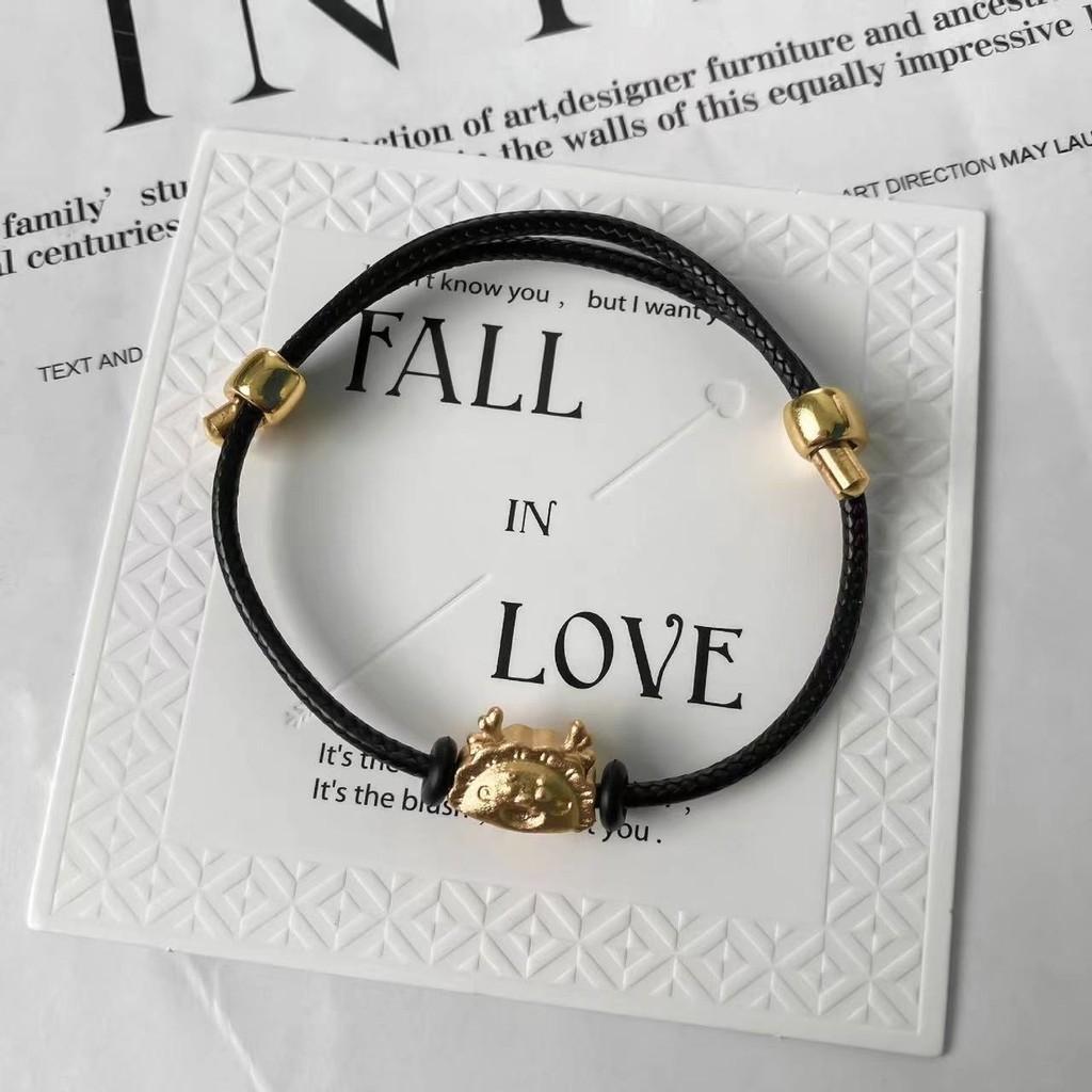 2024 Fashion Summer Womens Black Dragon Bracelet With Red Rope And Lucky Charm