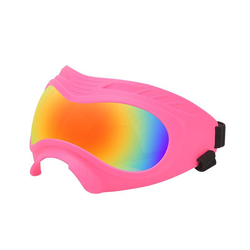 Dog Protective Eyewear Cycling Safety Gear PC Lens Pet Sunglasses Medium To Large Breeds Pink Frame Red Lens