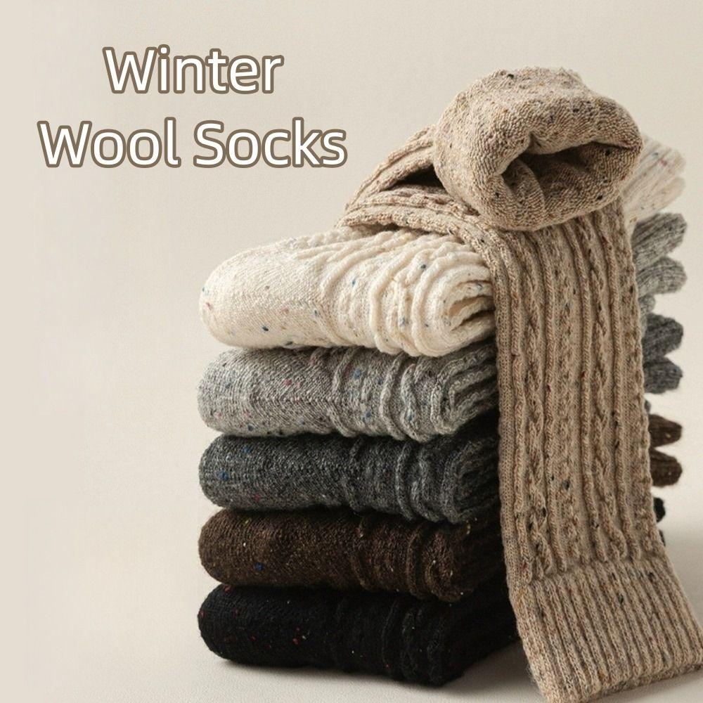 Skarpetki zimowe w jednolitym kolorze zatrzymujące ciepło, skarpetki do połowy łydki, nowe pluszowe skarpetki wełniane dla kobiet i dziewcząt
