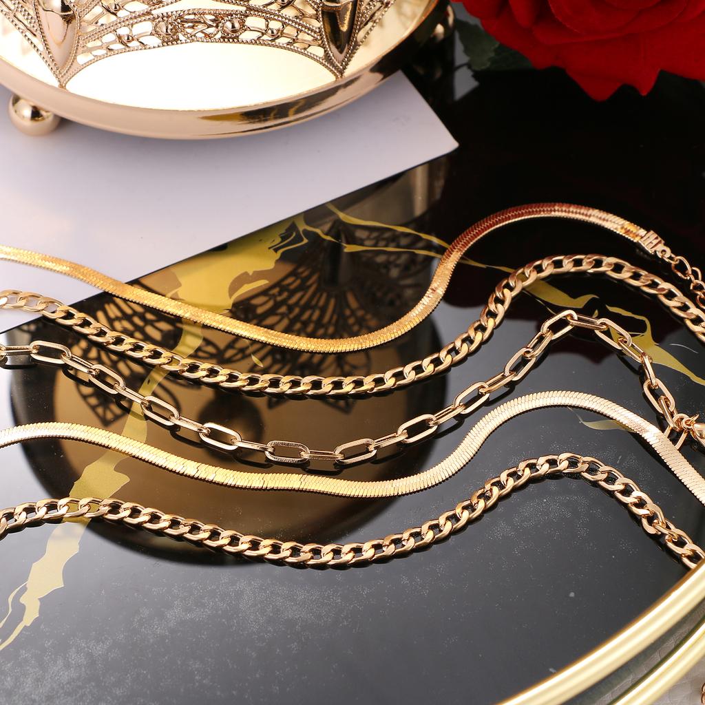 Retro and Exaggerated Multi-layer Metal Chain Bead Chain Anklet Fashion Trend Girl Multi-layer Anklet Temperament Jewelry