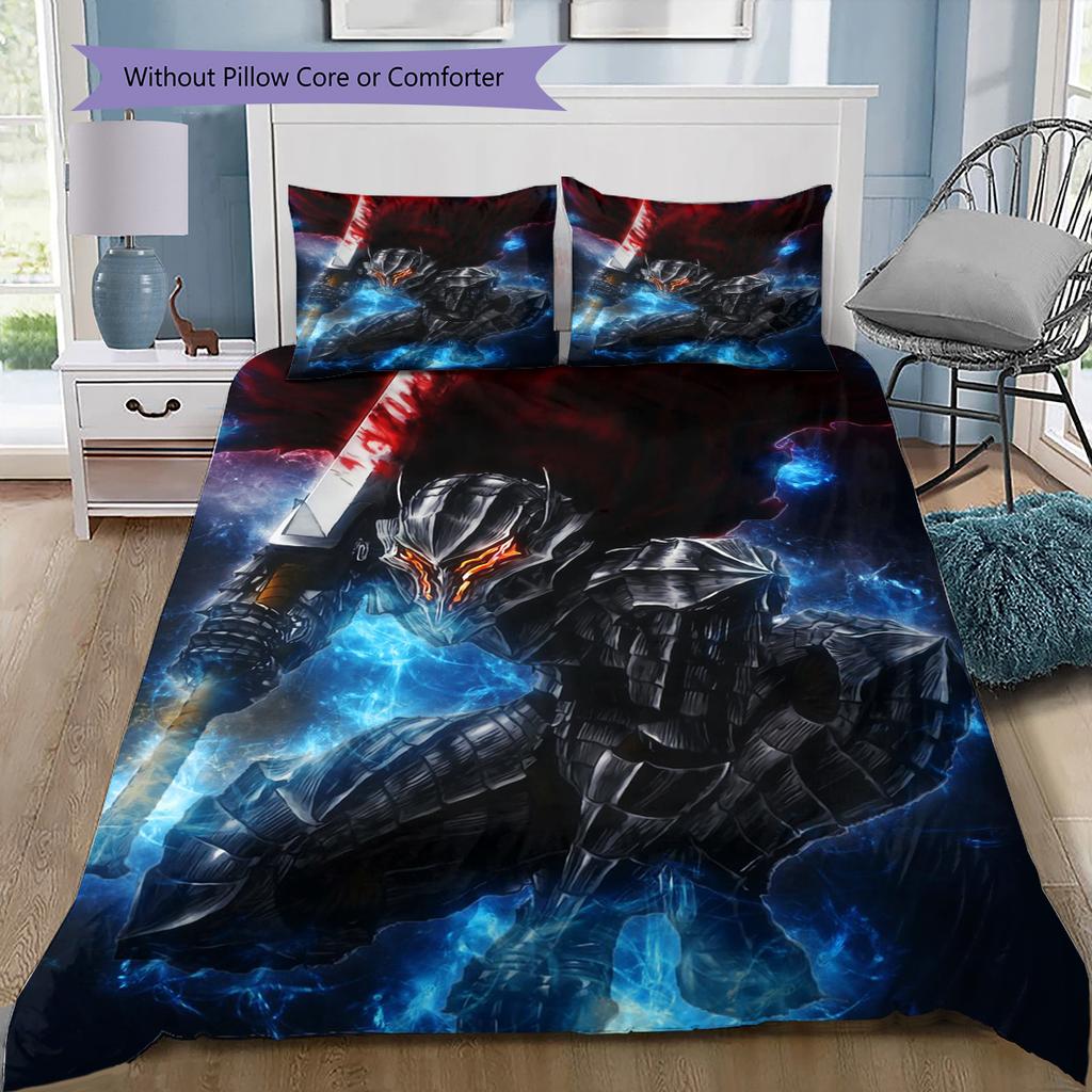 Juego de Ropa de Cama con Estampado de Dibujos Animados Colcha Funda de Colcha Funda de Almohada Decoración del Hogar Regalo de Cumpleaños (1 * funda nórdica + 2 * fundas de almohada, sin núcleo)