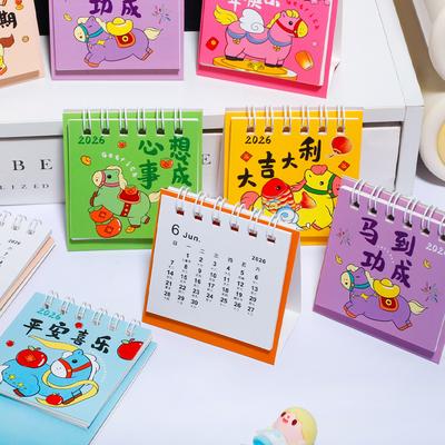 1Pcs 2026 Cute Cartoon Pony Desk Calendar Portable Desktop Decoration Schedule Planner Mini Calendar Office School Supplies