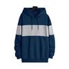Men Fall Winter Hoodie Contrast Color Drawstring Long Sleeves Hooded Elastic Cuff And Hem Thin Daily Wear Casual Sport Top