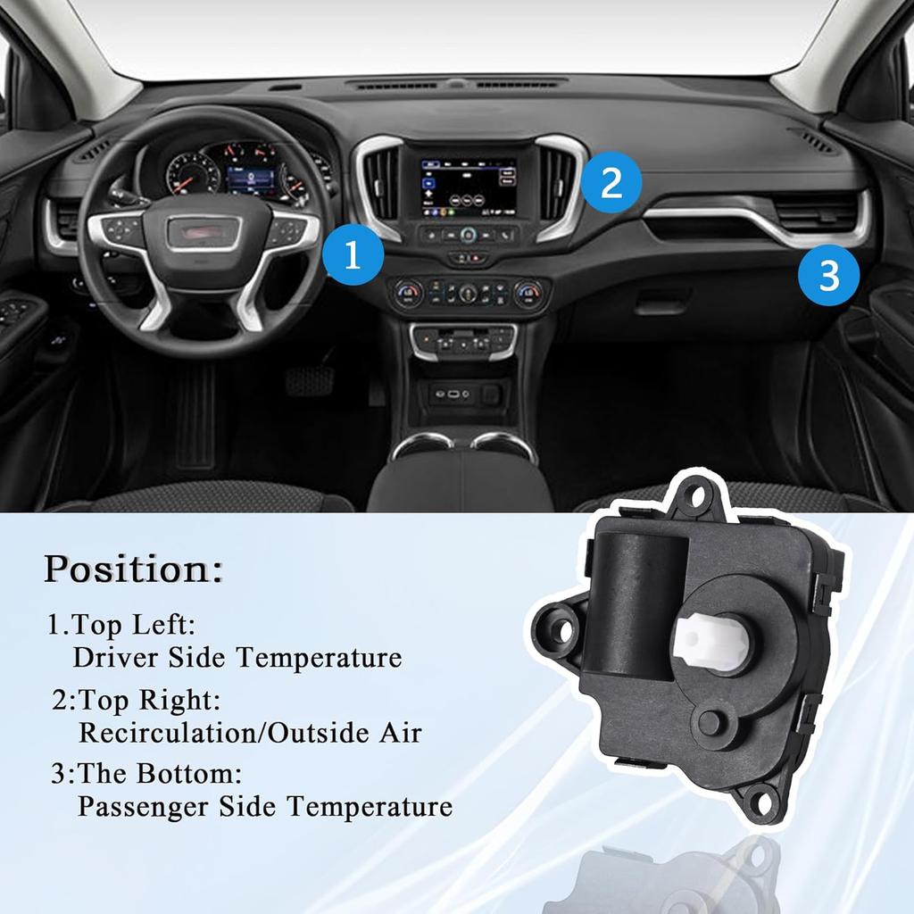 HVAC Blend Door Actuator Compatible With Chevy Equinox 2013-2017, GMC Terrain 2013 2014 2015 2016 2017, Heater Air Vent Actuator, 604-180, 604180,