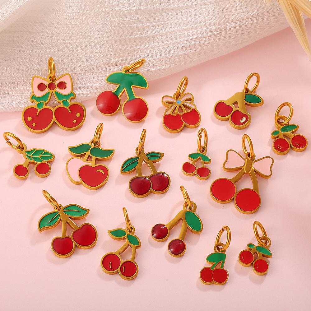Fresh And Sweet Pendant Red Dripping Fruit Cherry Diy Jewelry Pendant Accessories
