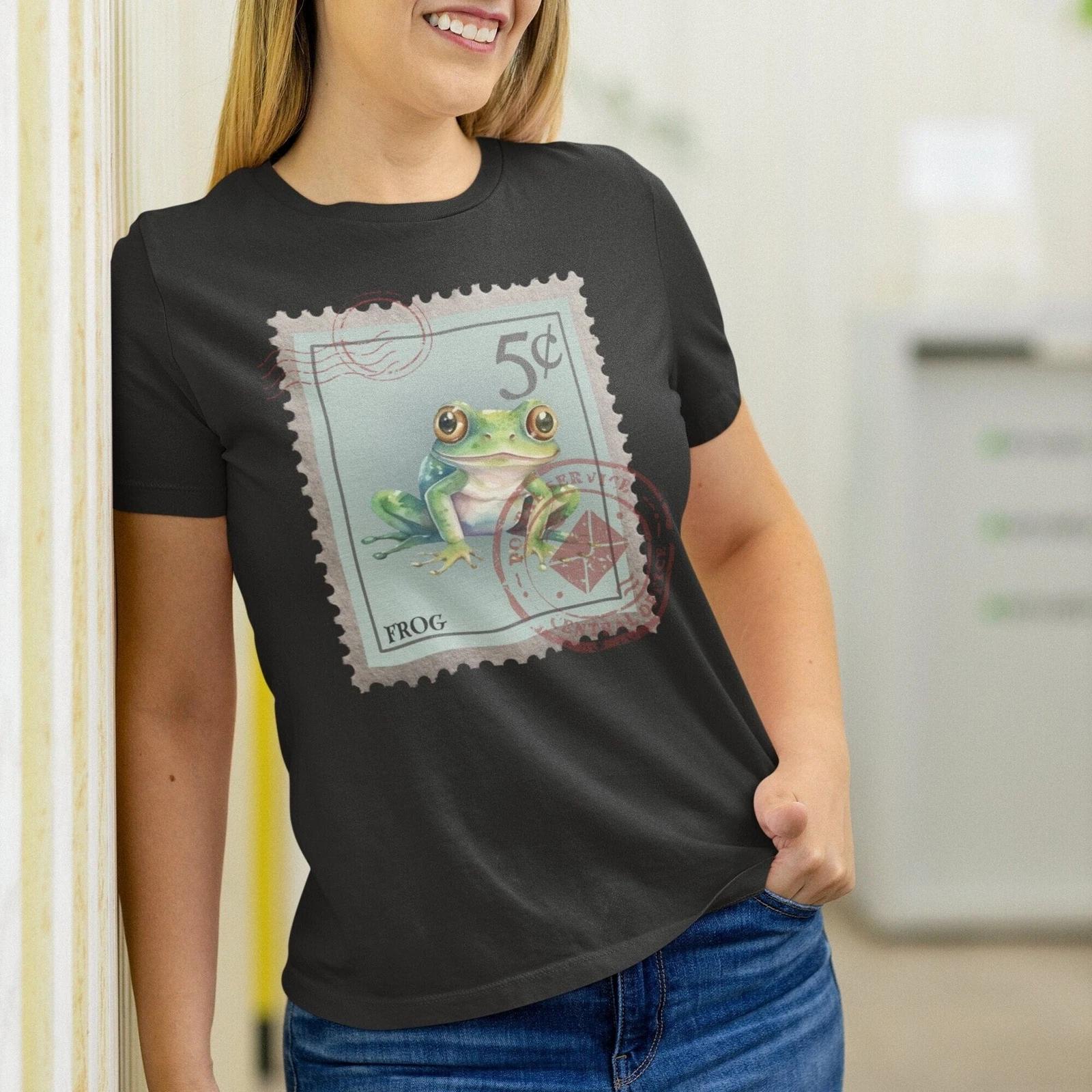 Frog Post Stamp T-Shirt, Animal 4XL