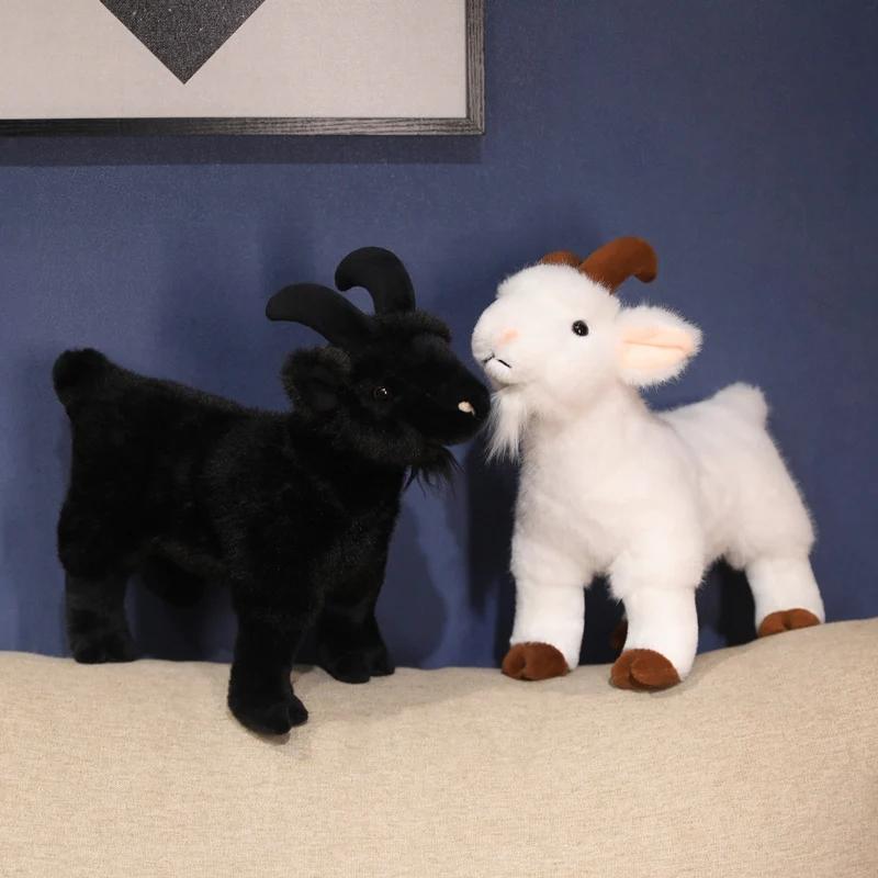 New Goat Plush Toys White Black Sheep Doll Simulation Goat Plushie Toys Stuffed Animals Sheep Doll Home Decor Kids Toys