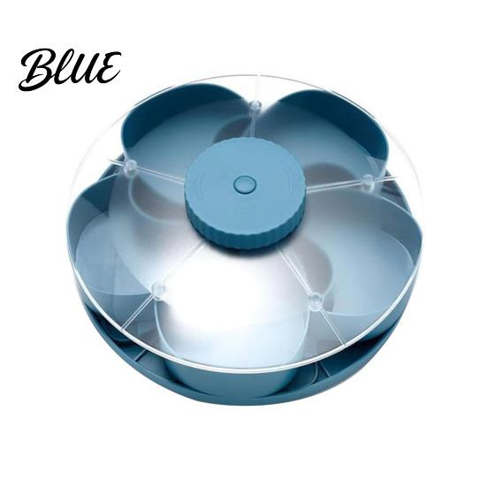 Rotating Condiment Holder Divided Snack Serving Tray with Lids Spinning Compartment Platter for Vegetable And Dip Dips Veggies Fruits Space-Saving