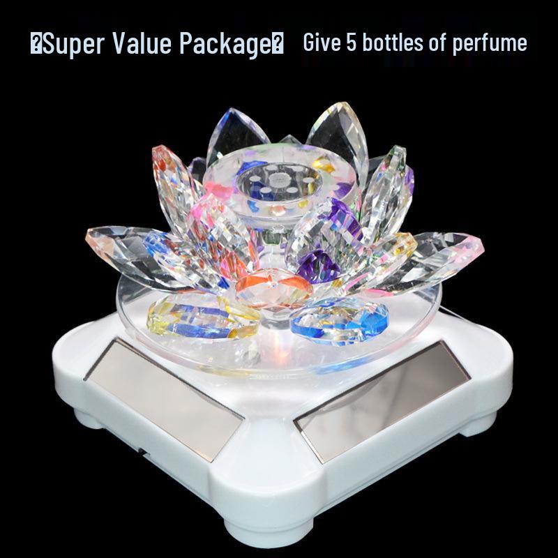 Rotating Crystal Lotus Solar Car Air Freshener & Aromatherapy Ornament