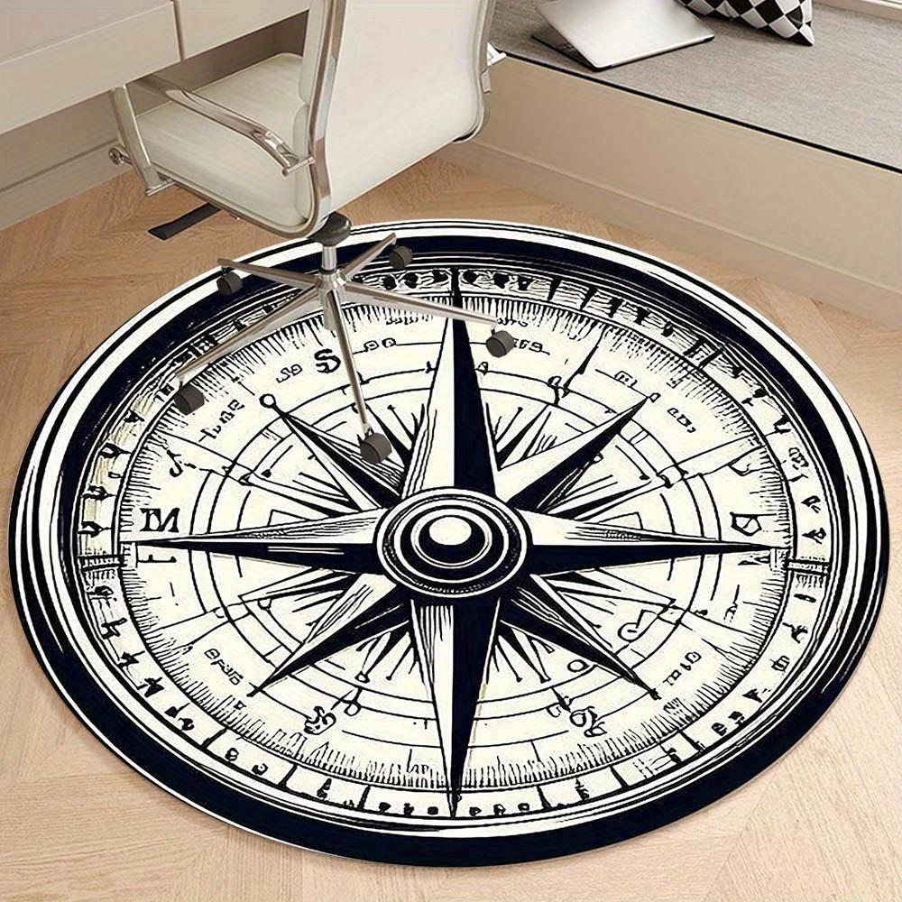 1 Piece Compass Round Rug Suitable For Living Room Bedroom And Kitchen Home Decoration Room Decoration Gift For Friends And Family