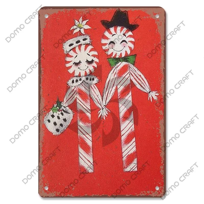 Retro Christmas Decor Vintage Metal Tin Sign with Cake Music Box Christmas Tree for Bakery Candy Shop Home Wall Art