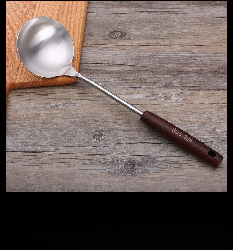 304 Stainless Steel Spatula Ladle Skimmer Set Vintage Wooden Handle High Temp Resistant Kitchen Cooking Utensils