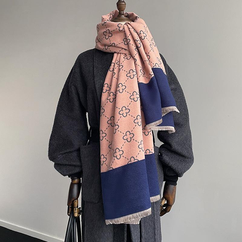 Warm Shawl Women Scarf A Clover Cashmere Winter Blanket Wraps Casual Print Pashmina Bufanda Travel Poncho Stoles Echarpe