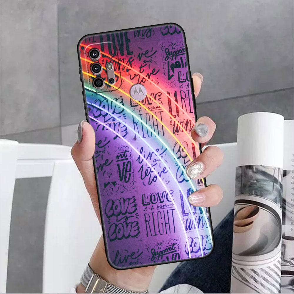 Hülle für Motorola G30 G60 G9 Play One Fusion Plus Edge 20 G8 Power Lite G22 G50 G200 G51 G71 G31 Handyhülle LGBT Schwule Liebe Funda