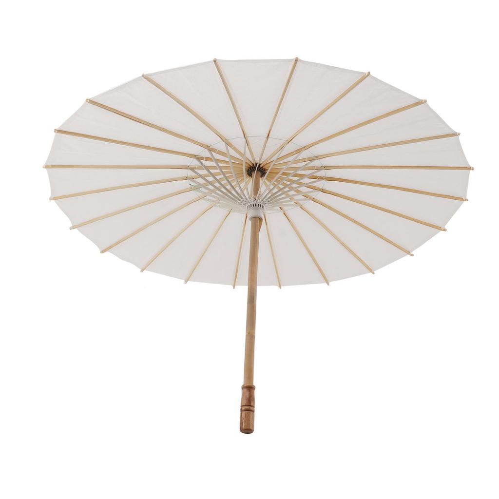 Papirparasoll for barn, bambus og papir i kinesisk stil, elegante hvite DIY-papirparaplyer for dekorasjon