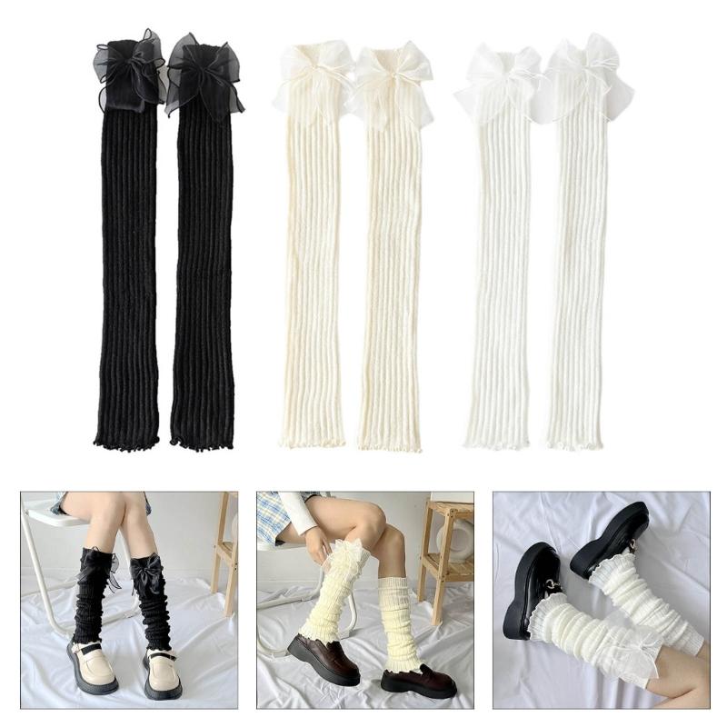 Womens Knee High Leg Warmer Socks Knitting Ankle High Bandage Leg Sleeve Boot Long Tube Knitted Leg Sleeve Calf Covers