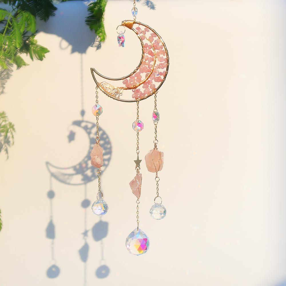 Tree of Life Suncatcher Moon Suncatcher Amethyst Sun Catcher Crystal Tree Life of Tree Wall Hanging Decor Home Decor (as the picture,56CM length)
