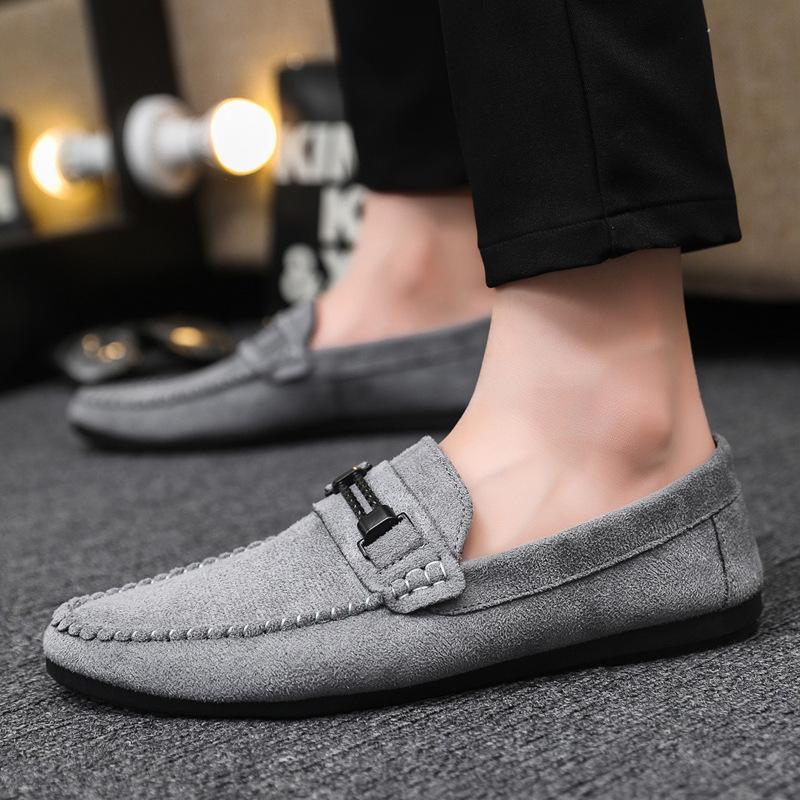 Breathable and wear-resistant one-pedal leather shoes British soft-soled lightweight men's loafers Doudou shoes men's fashion formal lazy shoes
