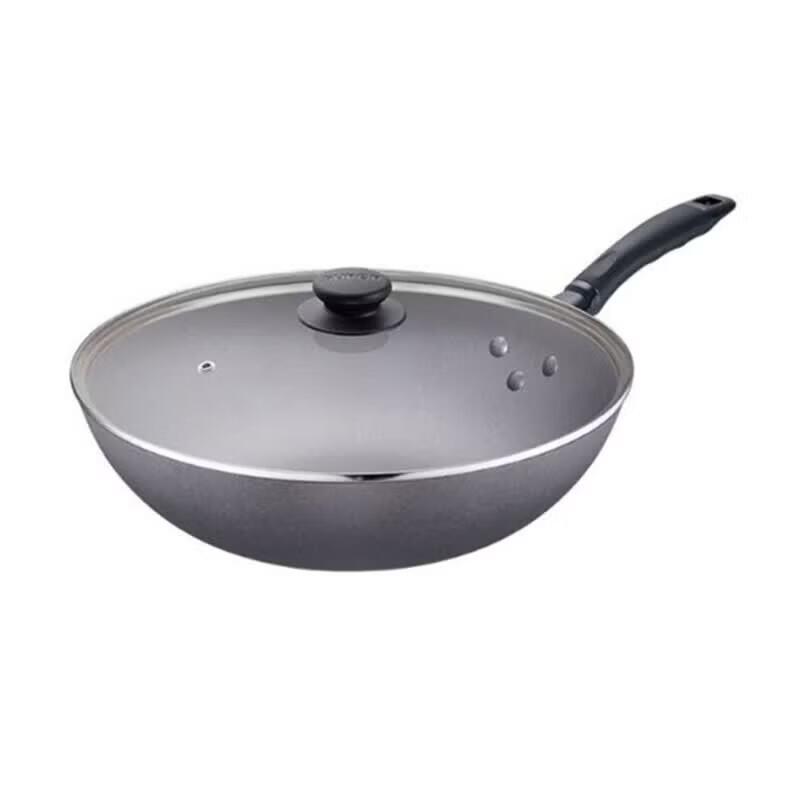 Supor VC32JF0 Fine Cast Iron Non-stick Wok with Glass Lid