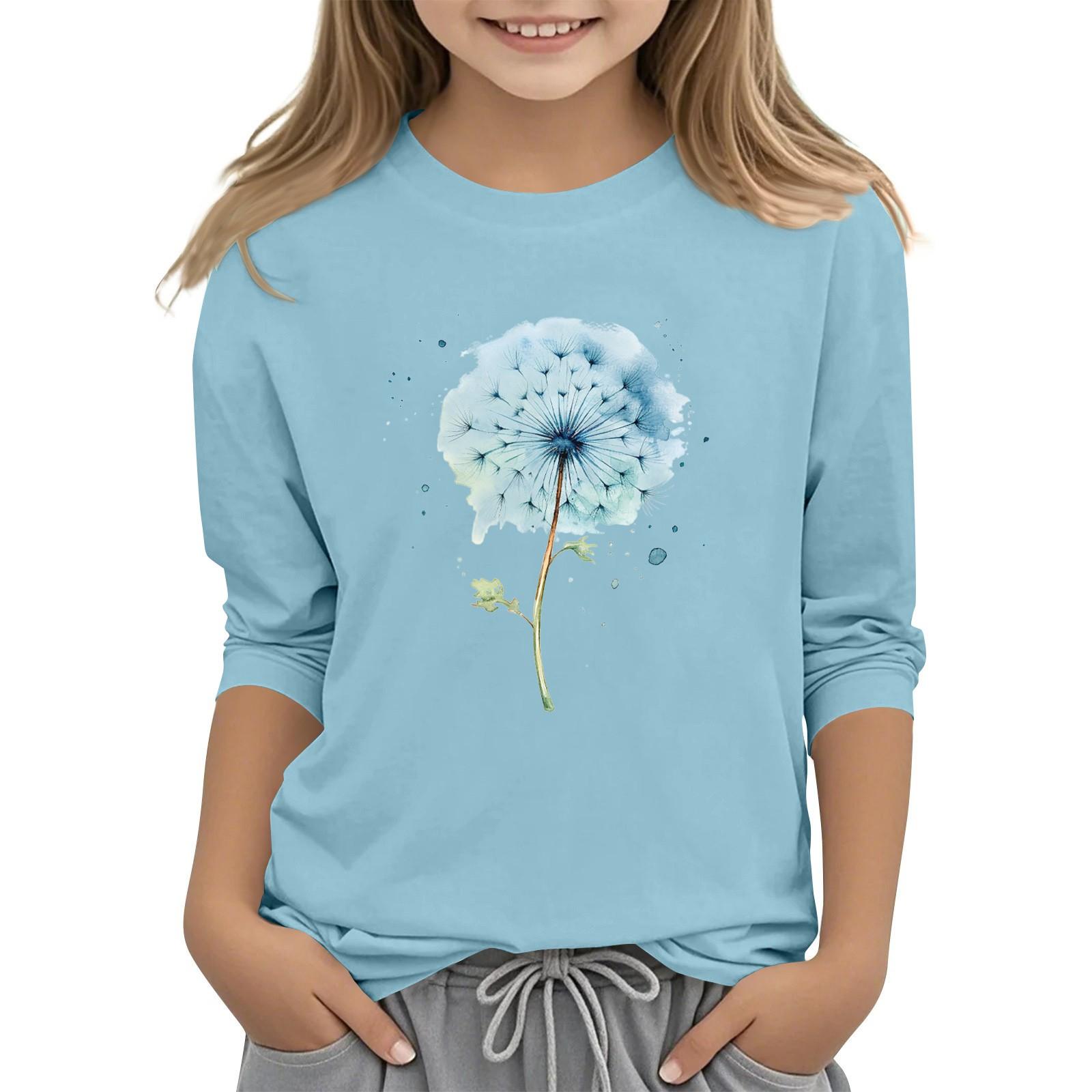 

Children s 3/4 Sleeve Round Neck Flowers Print Casual Top 110