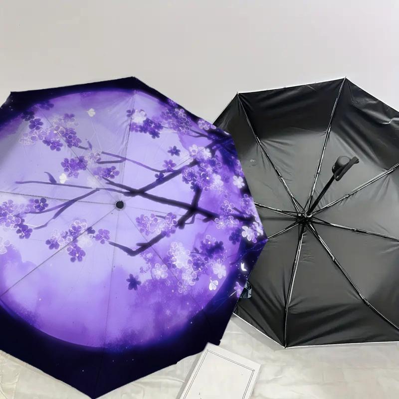 Zaczarowany Kwiatowy Parasol w Blasku Księżyca: Magiczny Towarzysz na Przygody na Świeżym Powietrzu, Automatycznie Otwiera/Zamyka, Lekki i Wytrzymały