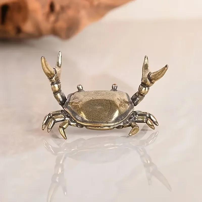 Statuette di granchio in ottone puro, statuette di animali in miniatura, ornamenti in rame, decorazioni per la casa, ufficio, scrivania, artigianato, decorazioni per la casa, nordico, 1 pz.