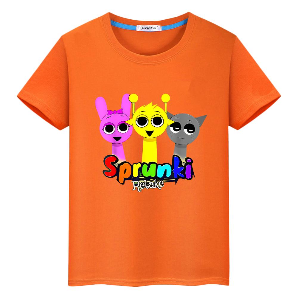 T-Shirt für Kinder Jungen 10 Jahre Print Sprunki 100% Baumwolle Anime Kurze Sprunki Süße Tees Tops Pride T-Shirt Y2K One Piece Mädchen Kleidung