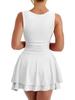 European & American Square Neck Mini Dress with Pleated Hem and High Waist - Women's Fashion 2026