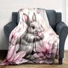 1pc rabbit flower blanket Lightweight Flannel Throw for Sofa Bed Travel Camping Livingroom Office Couch Chair