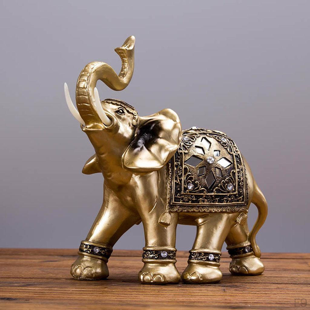 Statue Golden Sculpture Resin Feng Shui Figurine for Car Shelf Cafe Shopwindow Decor