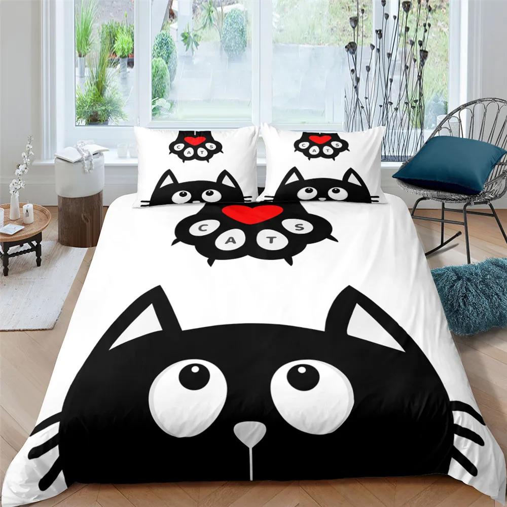 

Comforter Cute Cartoon Cat Animals For Kids Women Men Boys Girls Gifts Brown Lovers Cat Bedroom Decorations For Couple Queen Comforter (quilt)-EU Single(135*200cm)3pcs