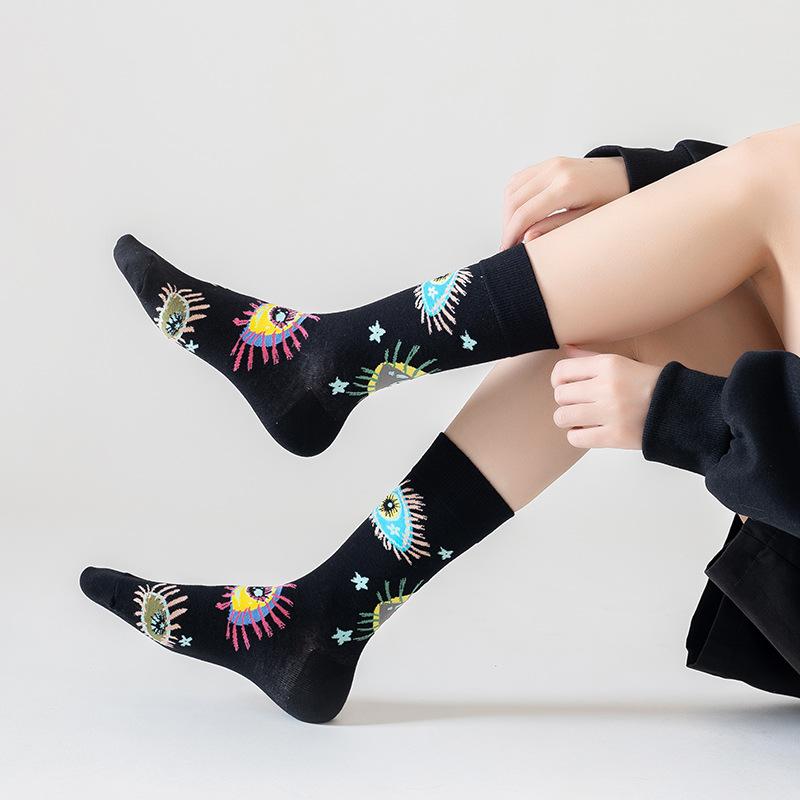 Ladies Spring and Autumn Fashion New Eyes Cartoon Valentine's Day In Tube Socks