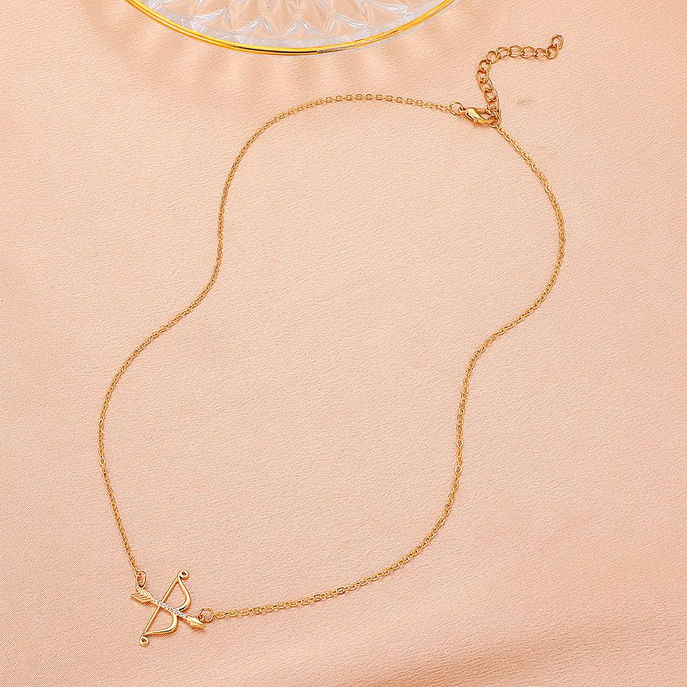 High quality 2026 bow and arrow collarbone chain, retro zircon Cupid's arrow pendant necklace Valentine's Day Qixi Festival gift
